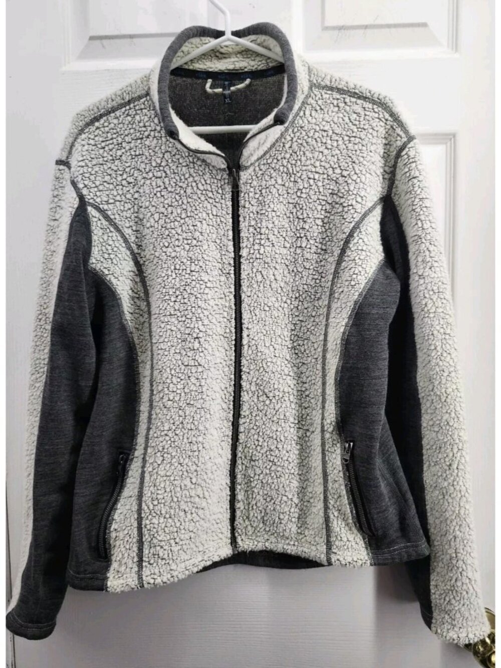 Kuhl Women's Kozet Gray/Beige Wool Blend Sherpa Long Sleeve Jacket, Size XL